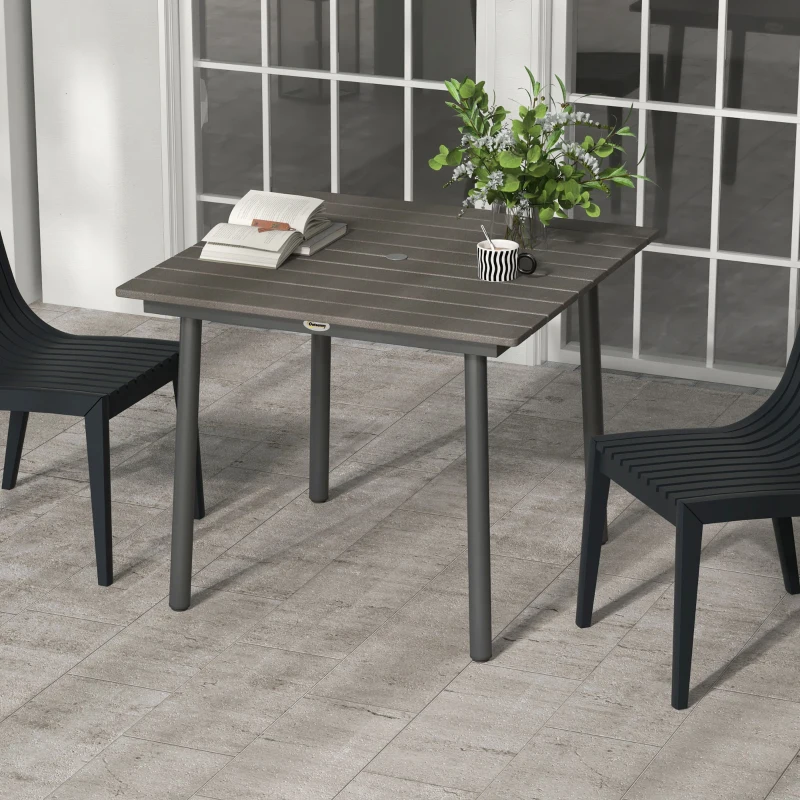Outsunny Stół ogrodowy stół jadalniany stołówka na zewnątrz, odporny na warunki atmosferyczne, nowoczesny design, 90 x 90 x 75 cm, ciemnoszary
