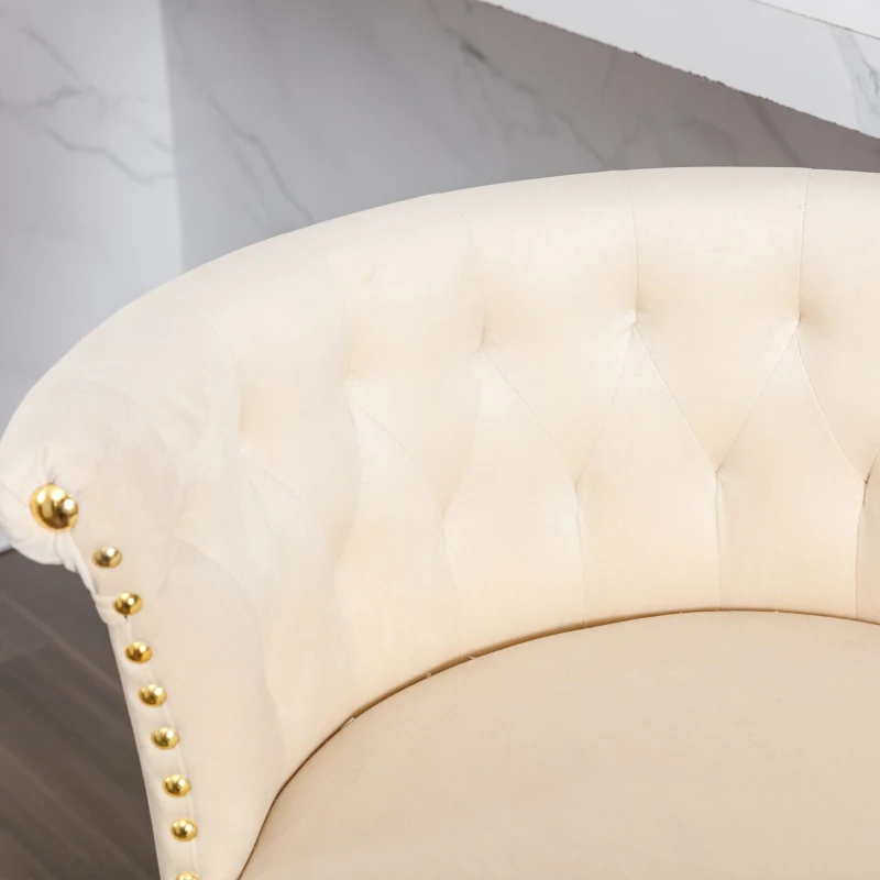 Set di 2 Sgabelli da Bar Girevoli e Regolabili con Poggiapiedi per Cucina e Sala da Pranzo, Beige