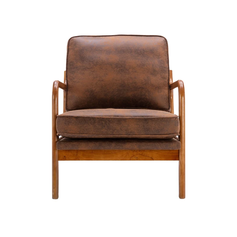 Fauteuil de Relaxation Style Moderne, Structure en Bois, Pour Salon et Chambre à Coucher, Café