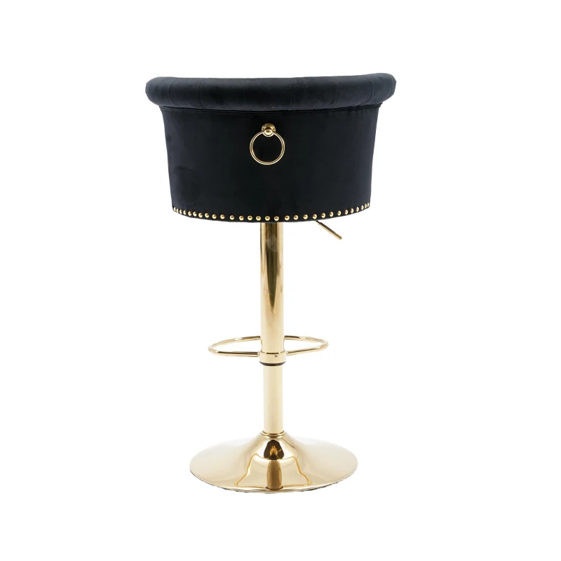 Ensemble de 2 tabourets de bar pivotants et réglables avec repose-pieds pour cuisine et salle à manger, Noir