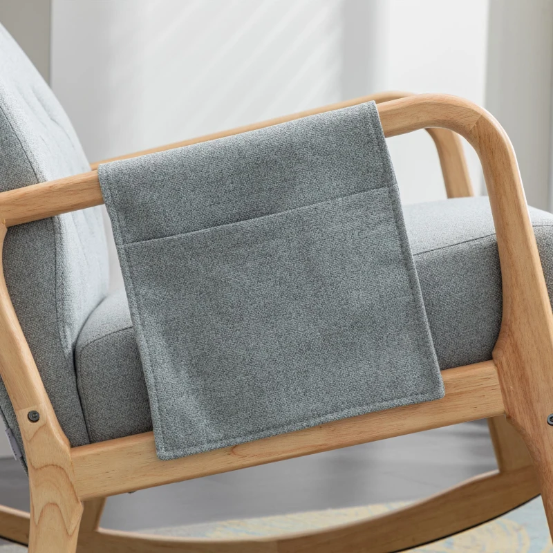 Fauteuil à bascule ergonomique avec repose-pieds rocking chair grand confort, Gris
