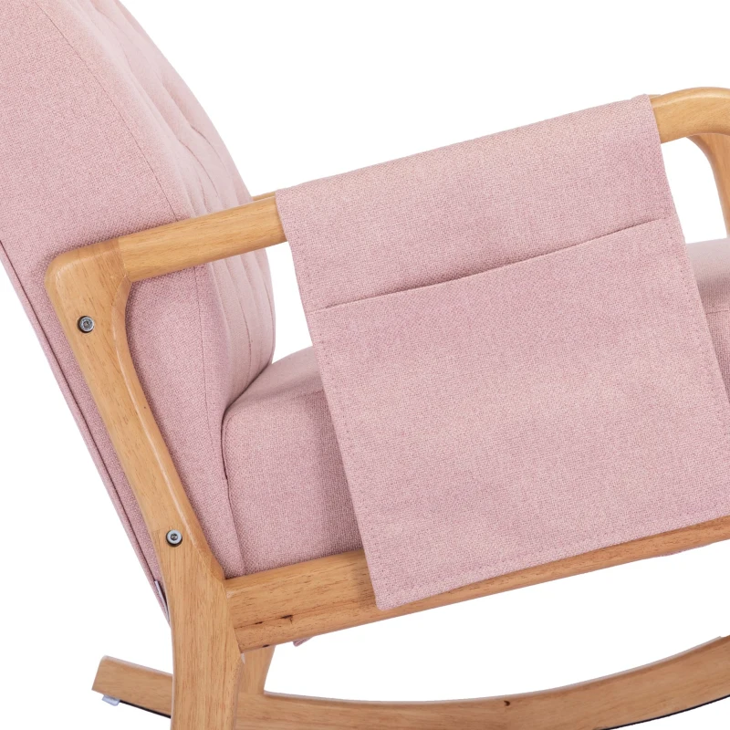 Sillón Mecedora con Reposapiés para Sala de Estar y Salón Rosa