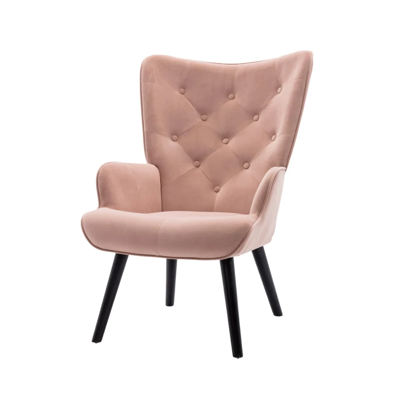 Fauteuil Relax Moderne capitonné pour Salon et Chambre à Coucher - Confort et Style en Velours, Rose
