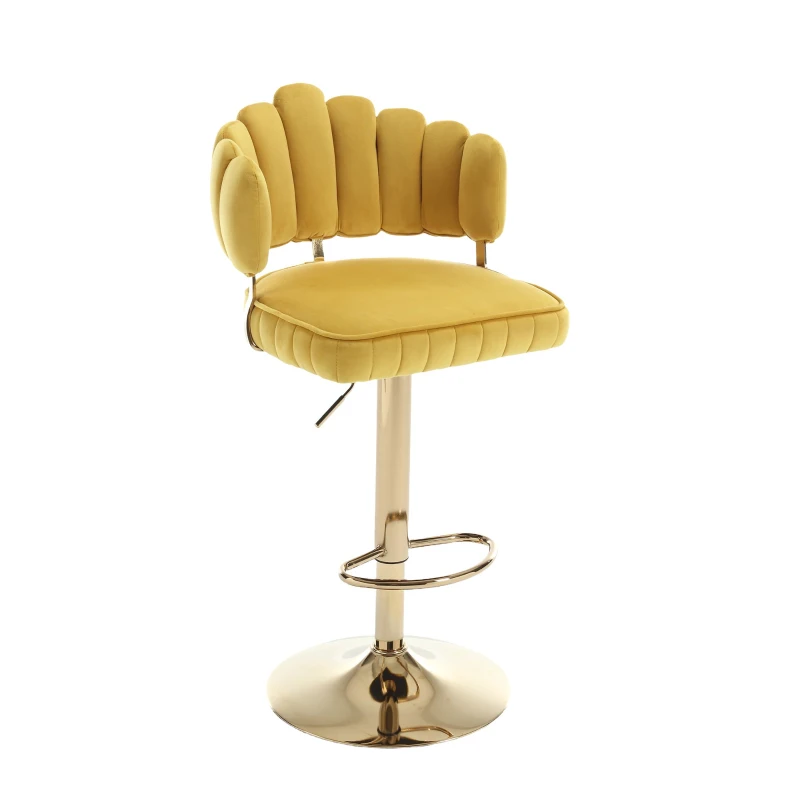 Set di 2 Sgabelli da Bar Girevoli e Regolabili in Altezza con Poggiapiedi, Stile Retro per Cucina e Sala da Pranzo, Giallo Senape