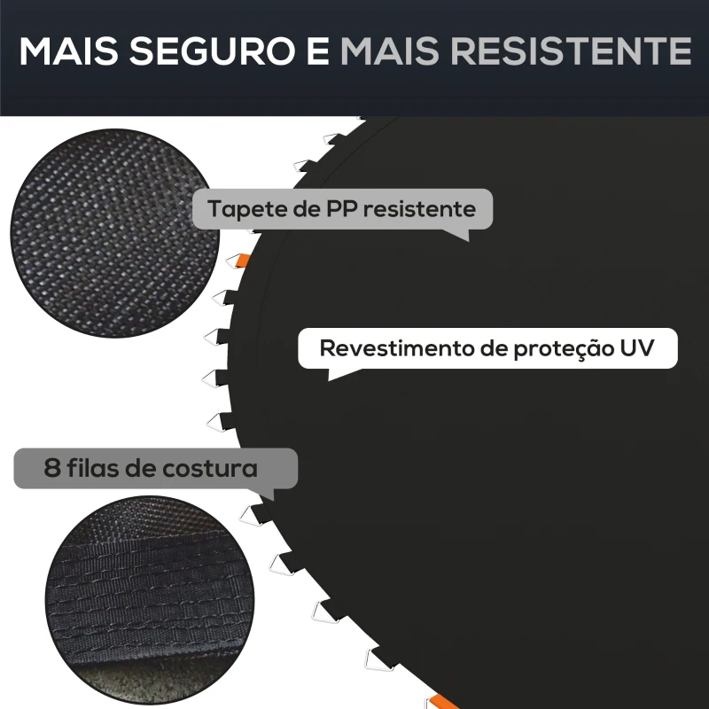 SPORTNOW Tapete de Substituição para Trampolim Redondo Ø323 cm Tapete para Trampolim de 12 Pés Anti-UV Preto