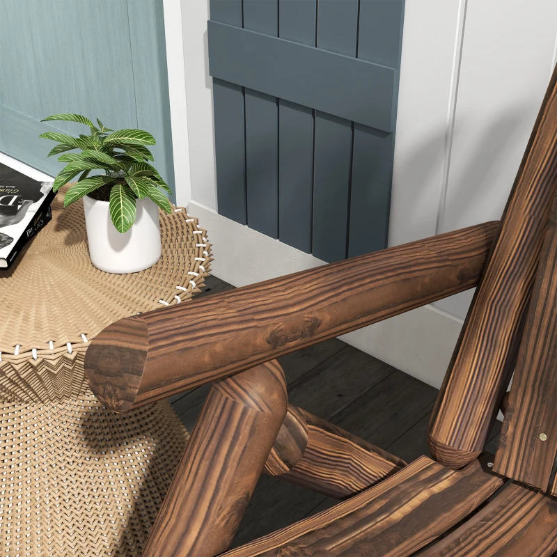 Outsunny Tuinstoel, Outdoor Hoge Rugleuning, tot 113 kg, weerbestendig, Grenenhout, Bruin