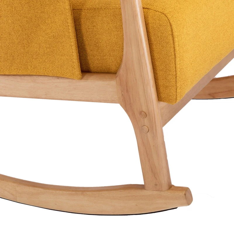 Poltrona de Baloiço com Apoio para os Pés para Sala de Estar 65x85x94 cm Amarelo