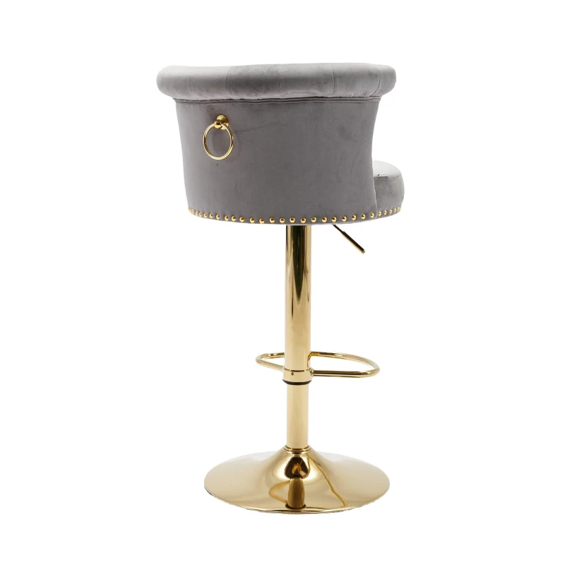 Ensemble de 2 tabourets de bar pivotants et réglables avec repose-pieds pour cuisine et salle à manger, Gris