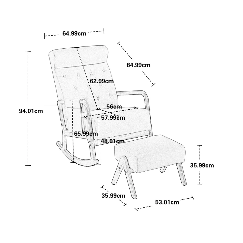 Sillón Mecedora con Reposapiés para Sala de Estar y Salón Rosa
