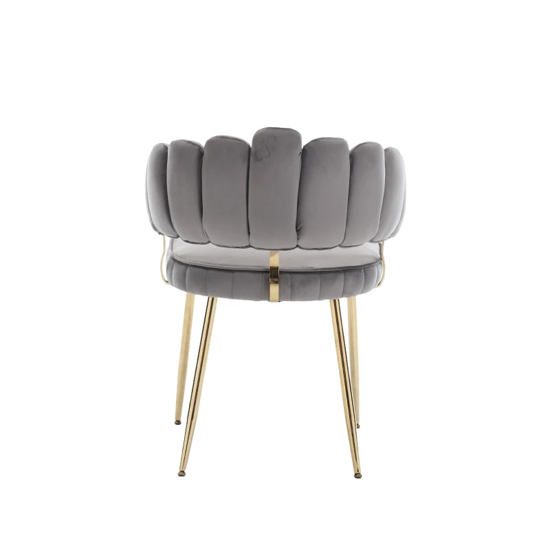 Set di 2 Sedie da Pranzo in Velluto Morbido con Schienale Ergonomico e Braccioli, per Soggiorno e Camera da Letto, Grigio