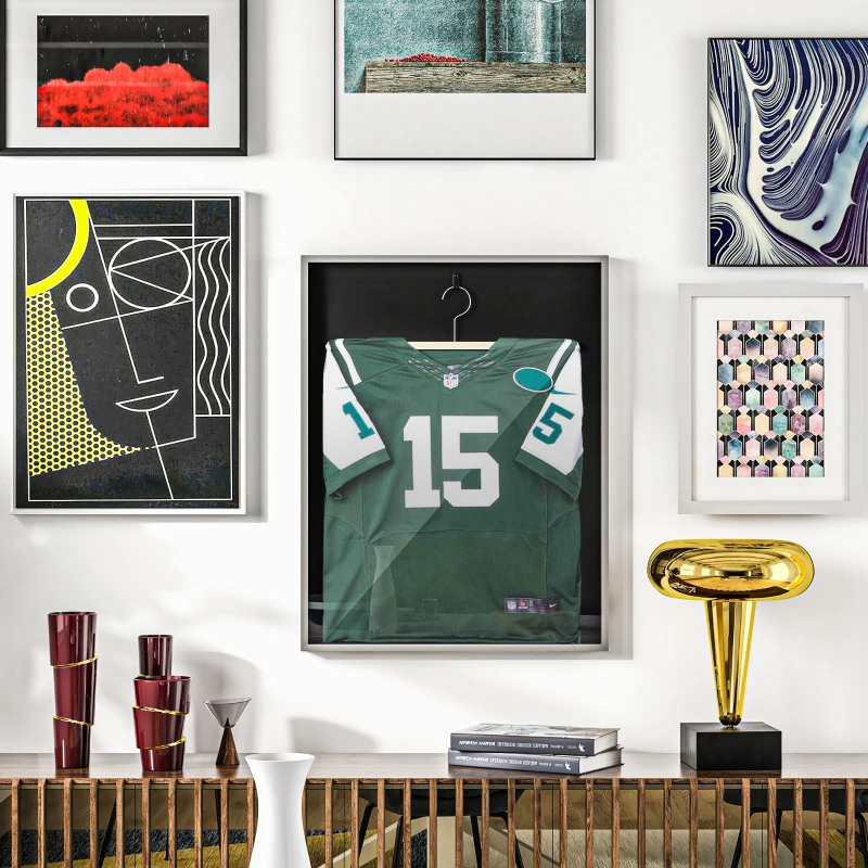 HOMCOM Frame box T-frame cadre aluminium pour maillot porte acrylique doublure interne feutre 70 x 90 cm