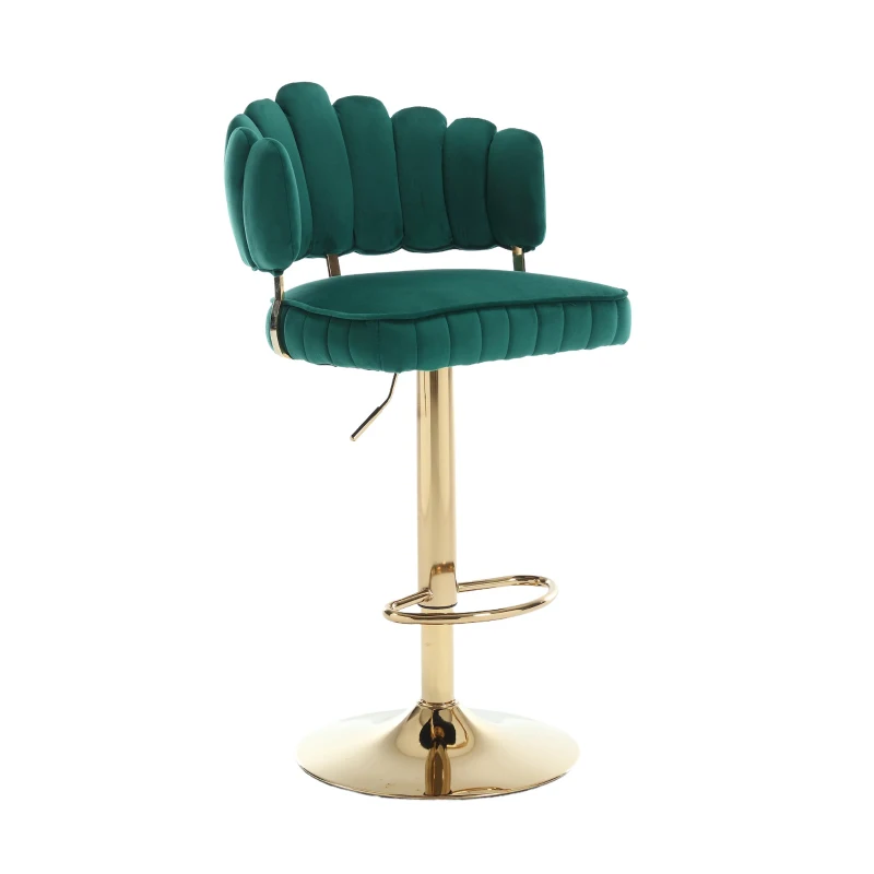 Set di 2 Sgabelli da Bar Girevoli e Regolabili in Altezza con Poggiapiedi, Stile Retro per Cucina e Sala da Pranzo, Smeraldo