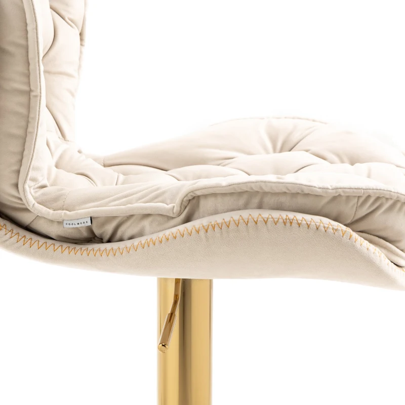 Ensemble de 2 Tabourets de Bar Pivotants Réglables en velours, avec Repose-pieds pour Cuisine et Salle à Manger, Ivoire