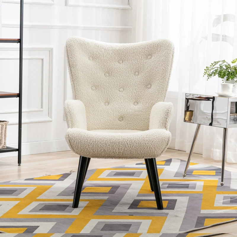 Poltrona Moderna per Soggiorno e Camera da Letto , Teddy bianco