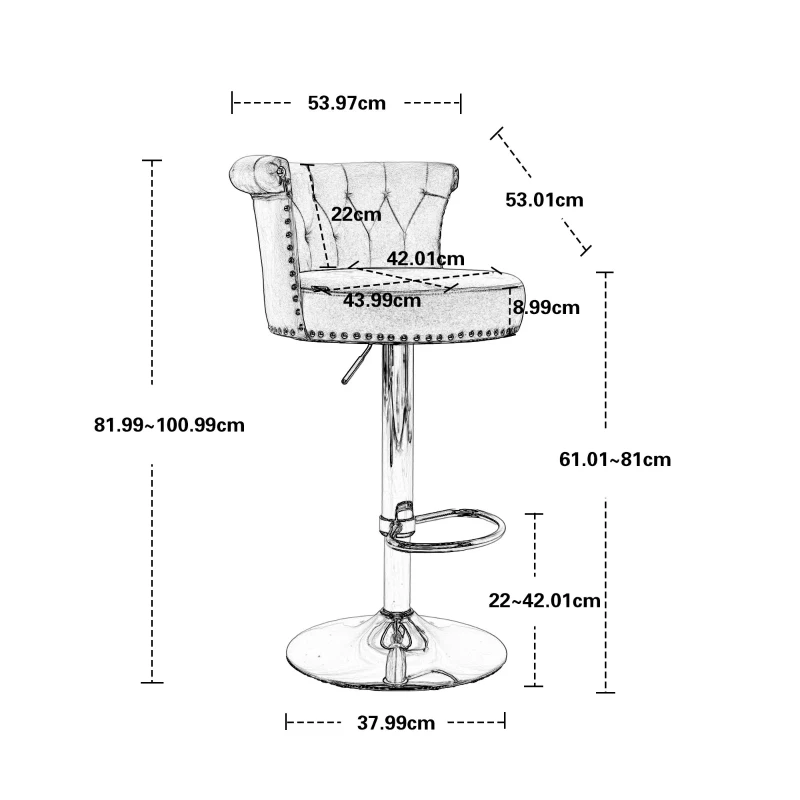Ensemble de 2 tabourets de bar pivotants et réglables avec repose-pieds pour cuisine et salle à manger, Gris