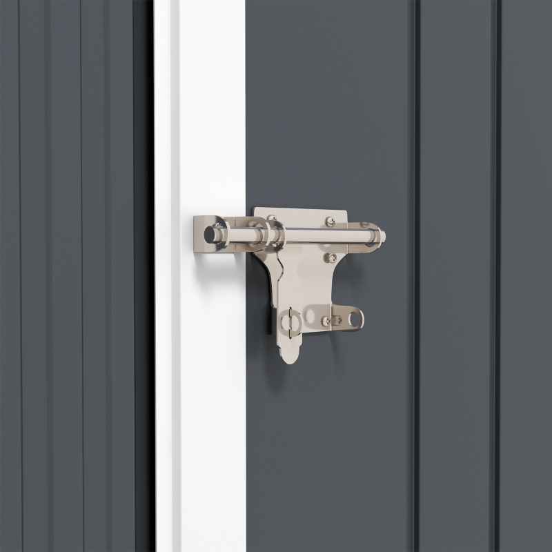 Outsunny Szopa Ogrodowa, Dom Narzędziowy z Metalu, Podwójne Drzwi, Okno, 259x172x222 cm, Szary/Biały