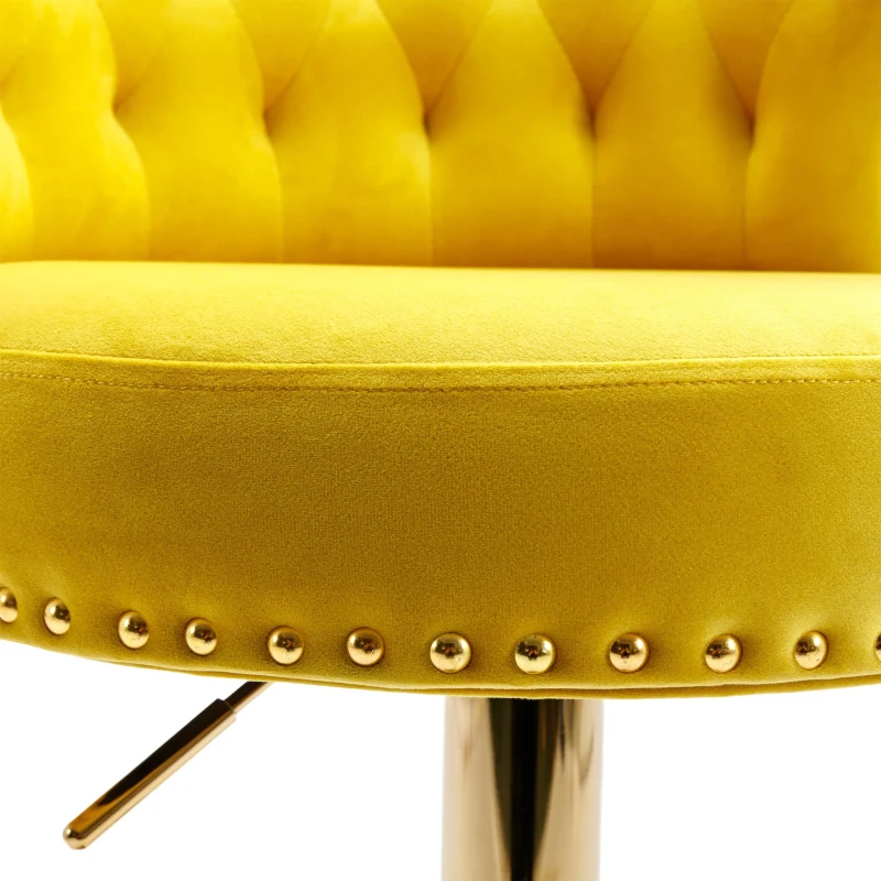 Ensemble de 2 tabourets de bar pivotants et réglables avec repose-pieds pour cuisine et salle à manger, Jaune