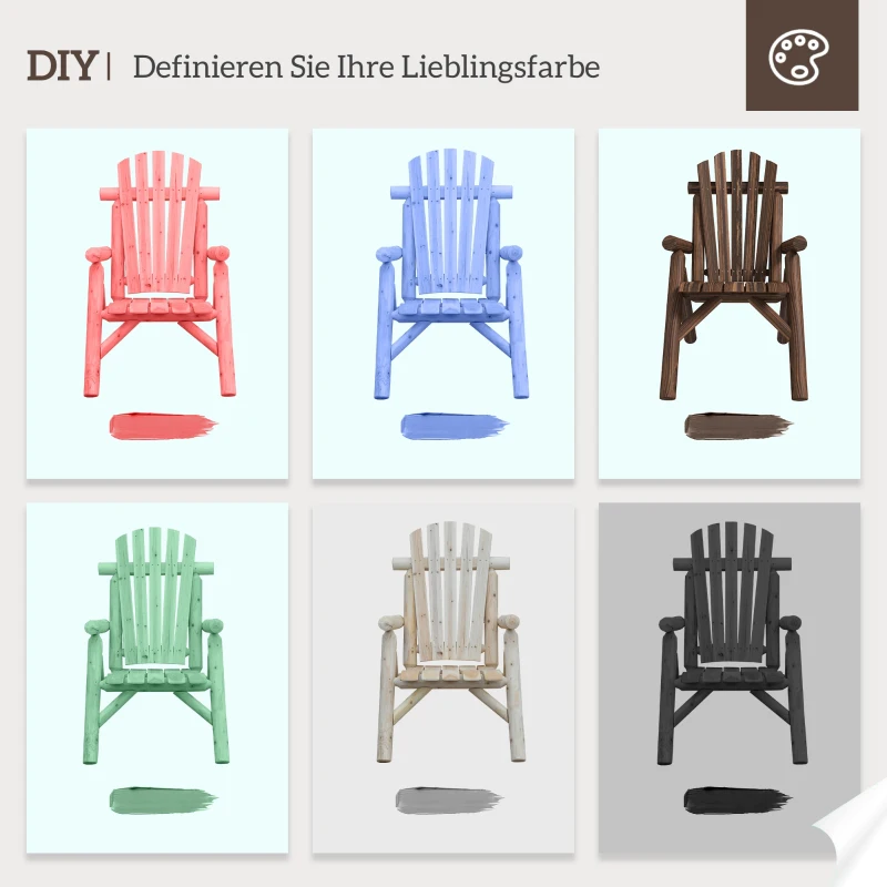 Outsunny Tuinstoel, Outdoor Hoge Rugleuning, tot 113 kg, weerbestendig, Grenenhout, Bruin