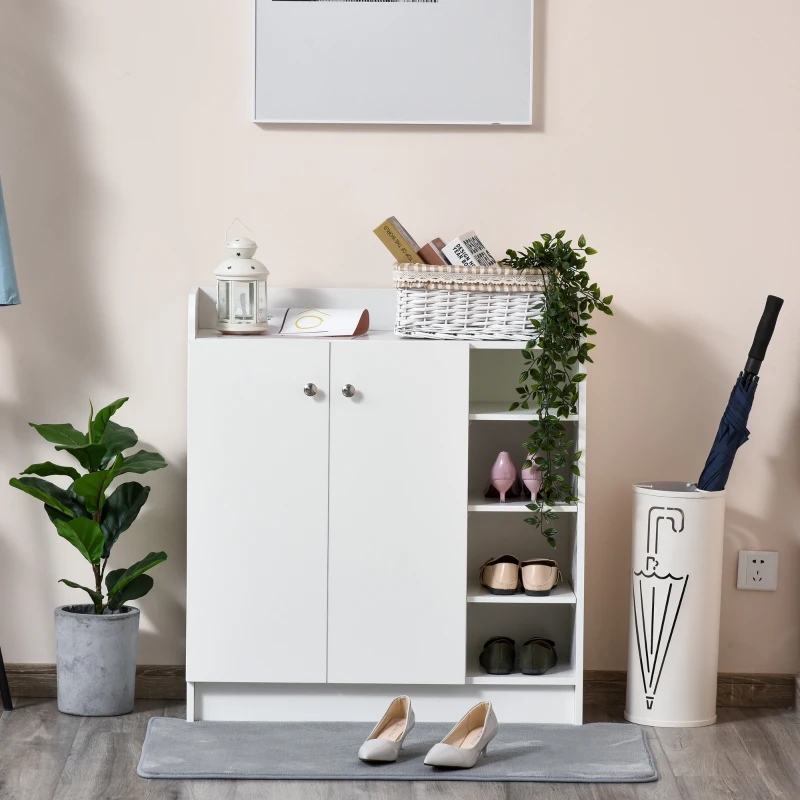 HOMCOM Szafka na buty, Komoda na buty, Półka na buty, 4 Półki. 1 Szafa, 83 cm x 30 cm x 90 cm, Biały