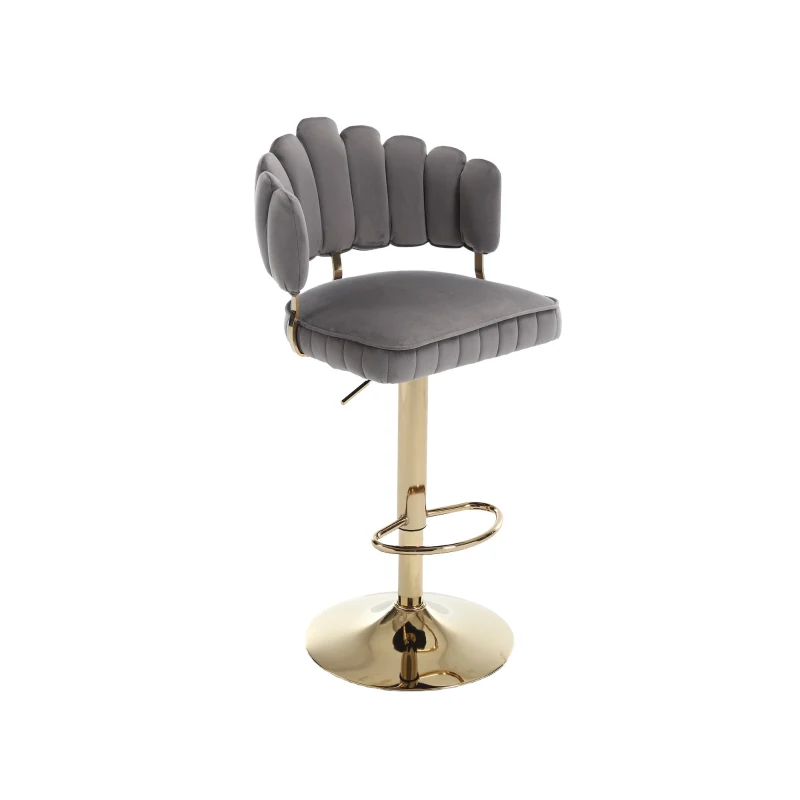 Set di 2 Sgabelli da Bar Girevoli e Regolabili in Altezza con Poggiapiedi, Stile Retro per Cucina e Sala da Pranzo, Grigio