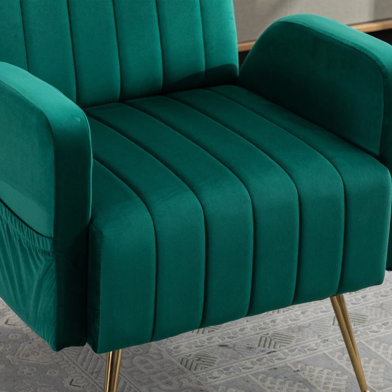 Poltrona da Relax con Piedi Dorati, Design Elegante e Modernoper Soggiorno e Salotto, Smeraldo