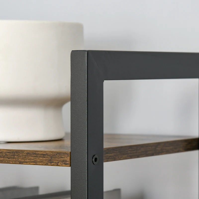 HOMCOM Libreria Stile Industriale a 5 Scaffali in Legno e Acciaio, 40x30x154cm, Marrone Rustico