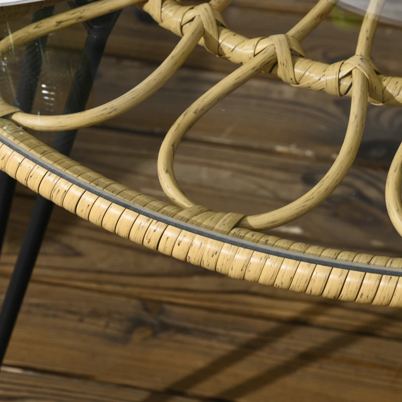 Outsunny Tuinmeubelset 5-delig Outdoors Tuinmeubelset, Boho-stijl, 82 cm x 82 cm x 50 cm, Beige + Natuur