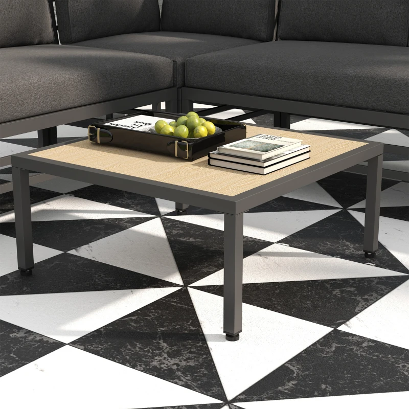 Outsunny Tuinset Tuinmeubelset Lounge Set, 1 Salontafel, 2 Bijzettafels, 2 Banken, Donkergrijs + Lichtbruin + Zwart