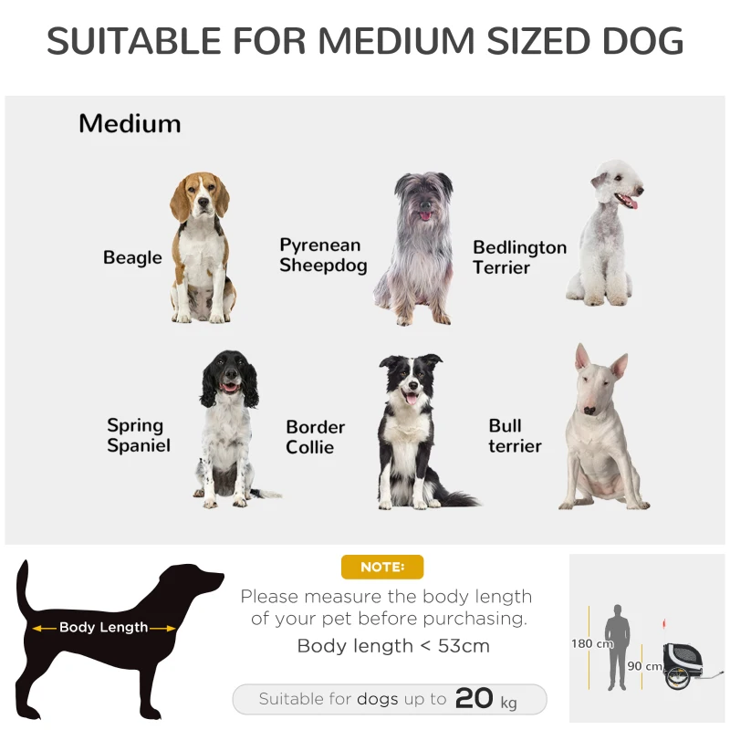 PawHut Rimorchio per Animali Domestici Pieghevole da Bicicletta, bianco e nero, 130x90x110cm