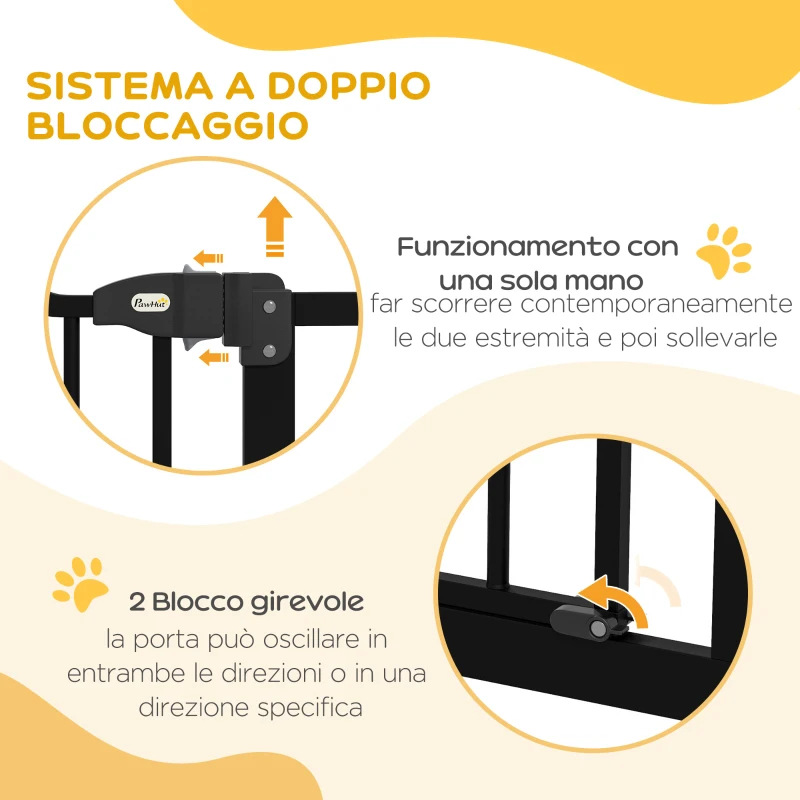 PawHut Cancelletto per Cani Estensibile con 4 Viti Regolabili, in Metallo e Plastica, 74-100x94 cm, Nero