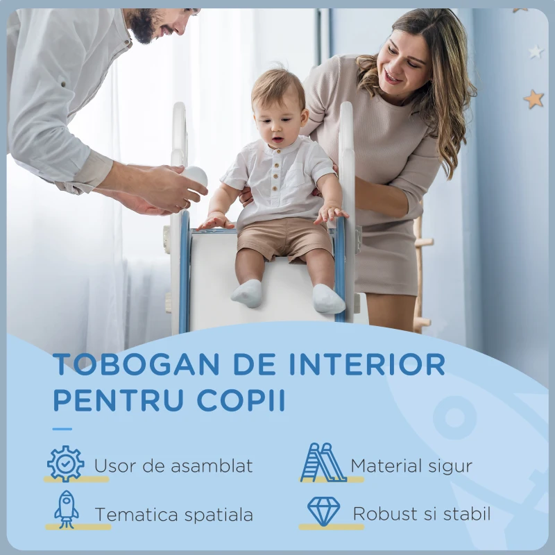 Outsunny Tobogan Copii 18-36 Luni – Tema Spatiala cu Trepte Antiderapante