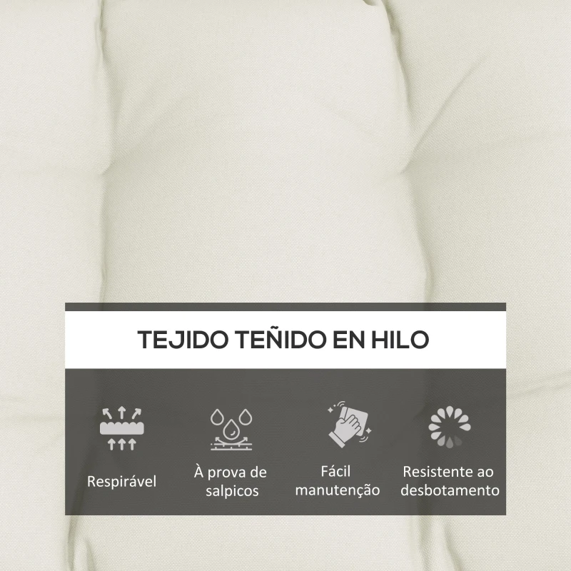 Outsunny Almofada para Banco 128x48x8 cm Almofada para Banco de Jardim Impermeável e Proteção UV 50+ para Jardim Terraço Creme