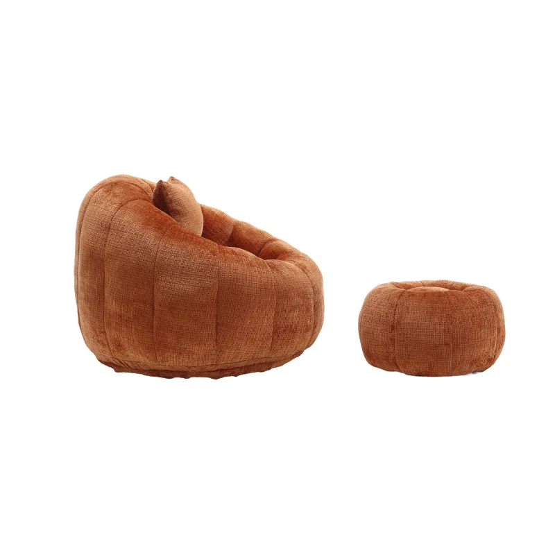 Poltrona Sacco Girevole Rotonda Confortevole, Divano Super Morbido con Rotazione a 360° e Schiuma Memory ad Alta Densità per Soggiorno e Camera da Letto, Arancione