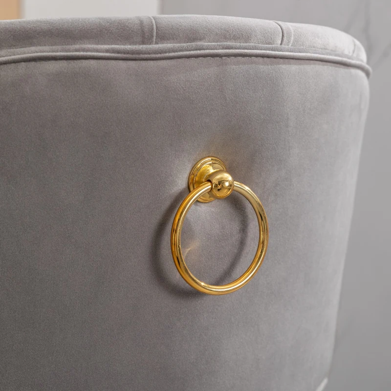 Set di 2 Sgabelli da Bar in Velluto con Schienale, Rotazione a 360° e Gambe in Legno per Casa, Cucina, e Ristoranti, Grigio