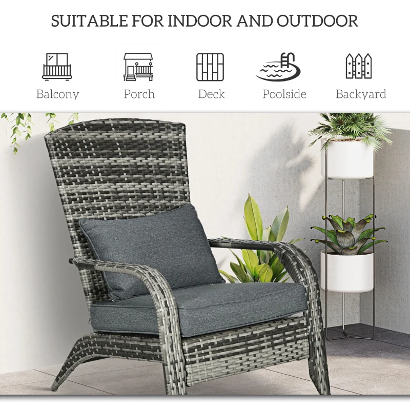 Outsunny Scaun Rachita Adirondack pentru Gradina, Gri