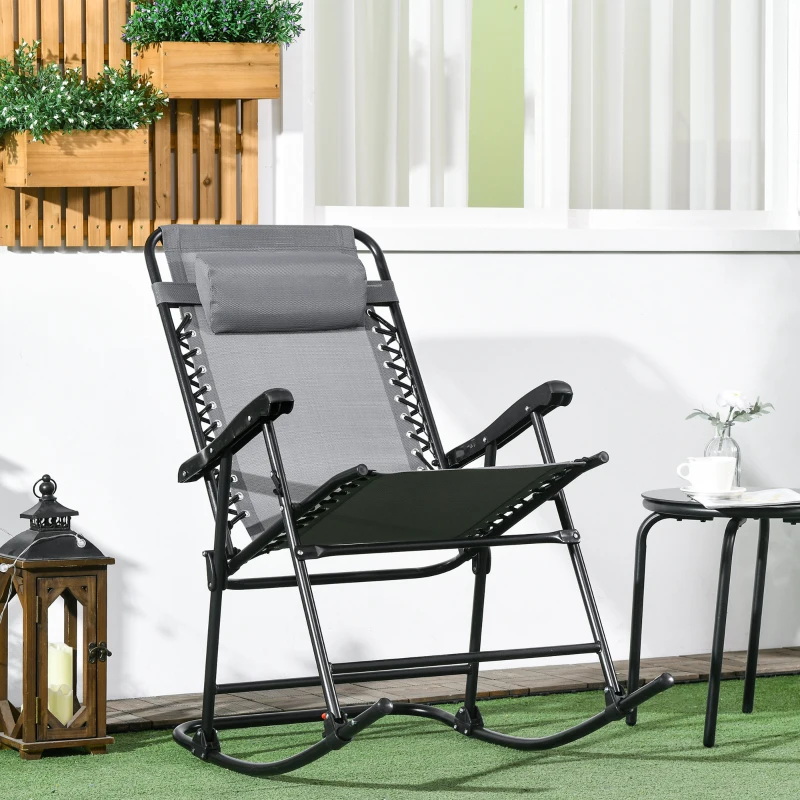 Outsunny Outdoor Schommelstoel, weerbestendig, opklapbaar, met Kussen, tot 120 kg, Lichtgrijs