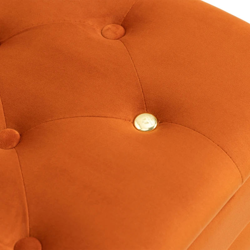Pouf Contenitore Imbottito, Panca Fine Letto Elegante per Soggiorno e Camera da Letto, Arancione