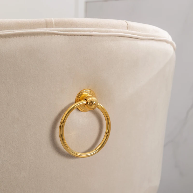 Set di 2 Sgabelli da Bar in Velluto con Schienale, Rotazione a 360° e Gambe in Legno per Casa, Cucina, e Ristoranti, Beige