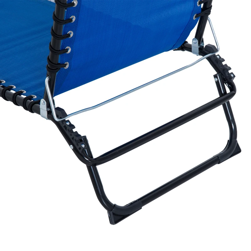 Outsunny Tumbona Plegable y Ajustable de 4 Posiciones Silla Reclinable de Jardín con Sistema de Cordones para Exterior Marco Acero 197x58x30 cm Azul Oscuro