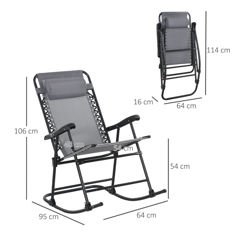Outsunny Outdoor Schommelstoel, weerbestendig, opklapbaar, met Kussen, tot 120 kg, Lichtgrijs