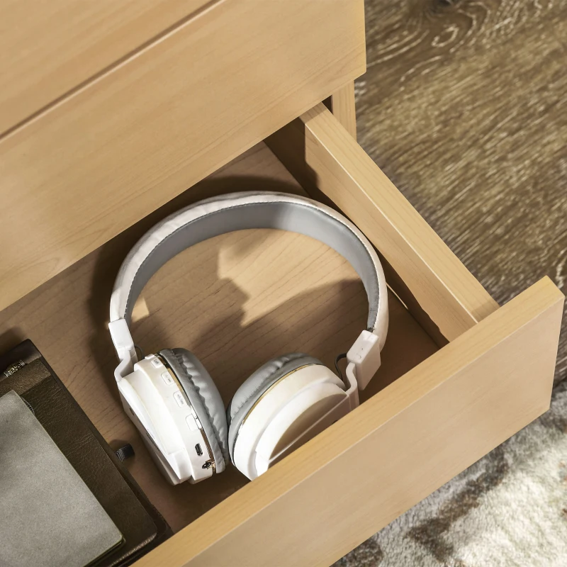 HOMCOM Cassettiera Salvaspazio in Legno,  Comò con 4 Cassetti per Camera da Letto, Rovere, 72x33.5x67cm