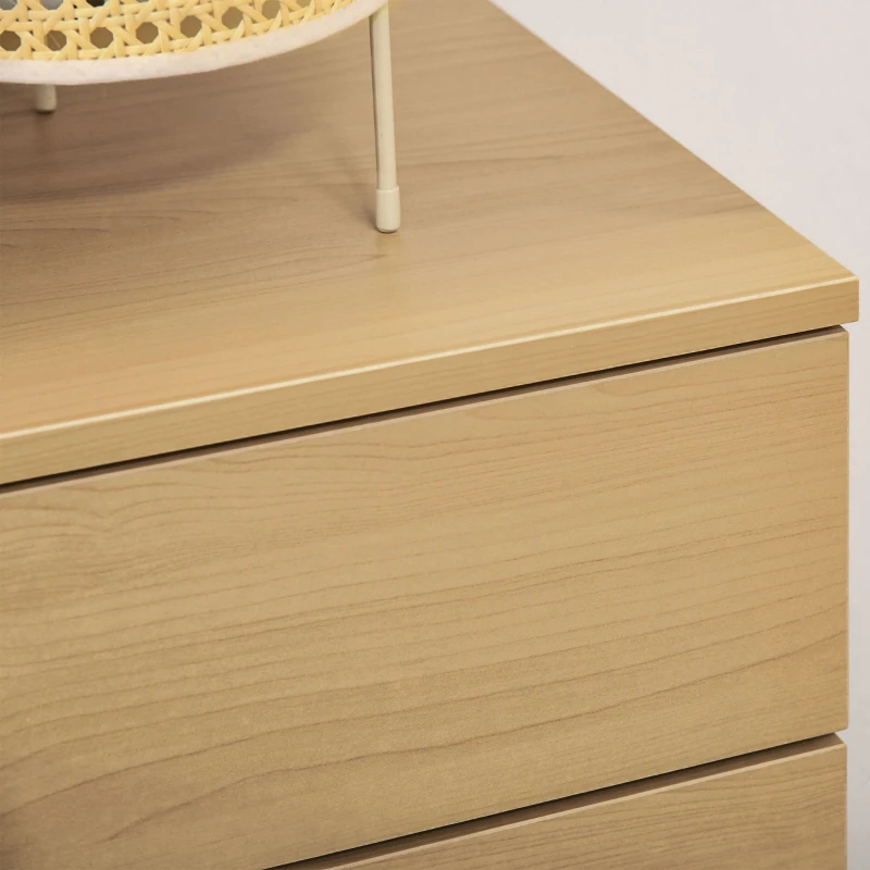 HOMCOM Cassettiera Salvaspazio in Legno,  Comò con 4 Cassetti per Camera da Letto, Rovere, 72x33.5x67cm