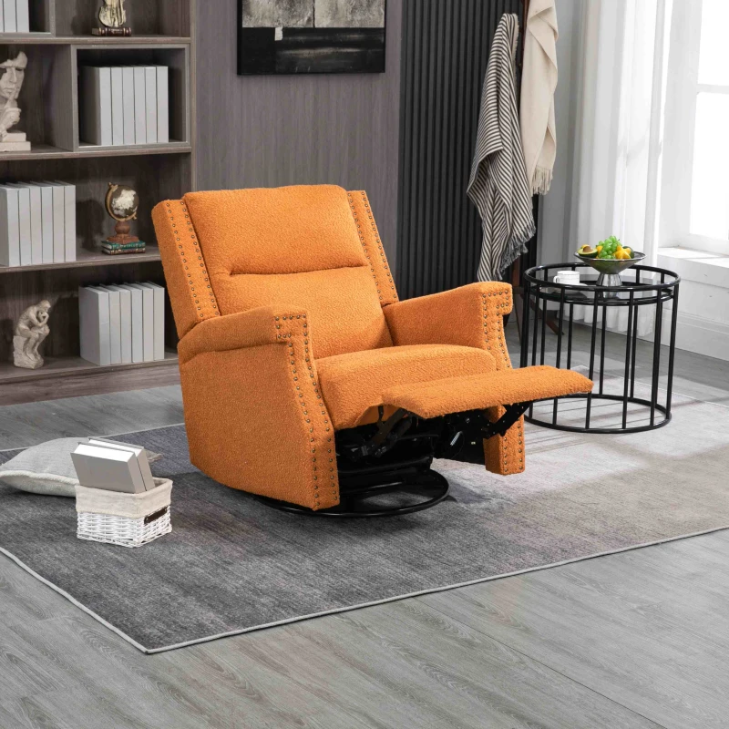 Fauteuil relax inclinable pivotant à 360 degrés pour un confort total dans le Salon, la Chambre à Coucher, le Bureau - Fauteuil Relaxation et Lounge, Orange