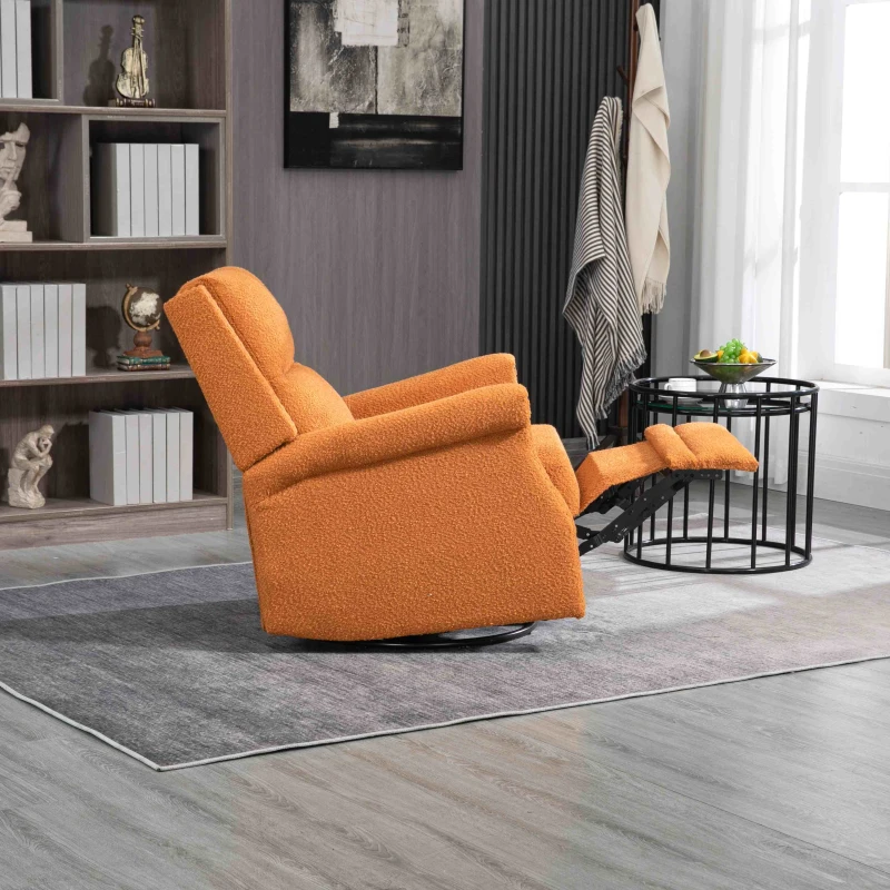 Fauteuil relax inclinable pivotant à 360 degrés pour un confort total dans le Salon, la Chambre à Coucher, le Bureau - Fauteuil Relaxation et Lounge, Orange