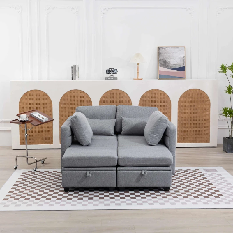 Divano componibile a forma di U con stoccaggio, casuale splicing può utilizzare divano letto matrimoniale, extra largo per soggiorno, Grigio