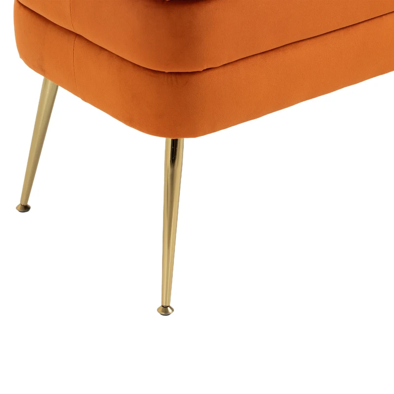 Pouf Contenitore Imbottito, Panca Fine Letto Elegante per Soggiorno e Camera da Letto, Arancione