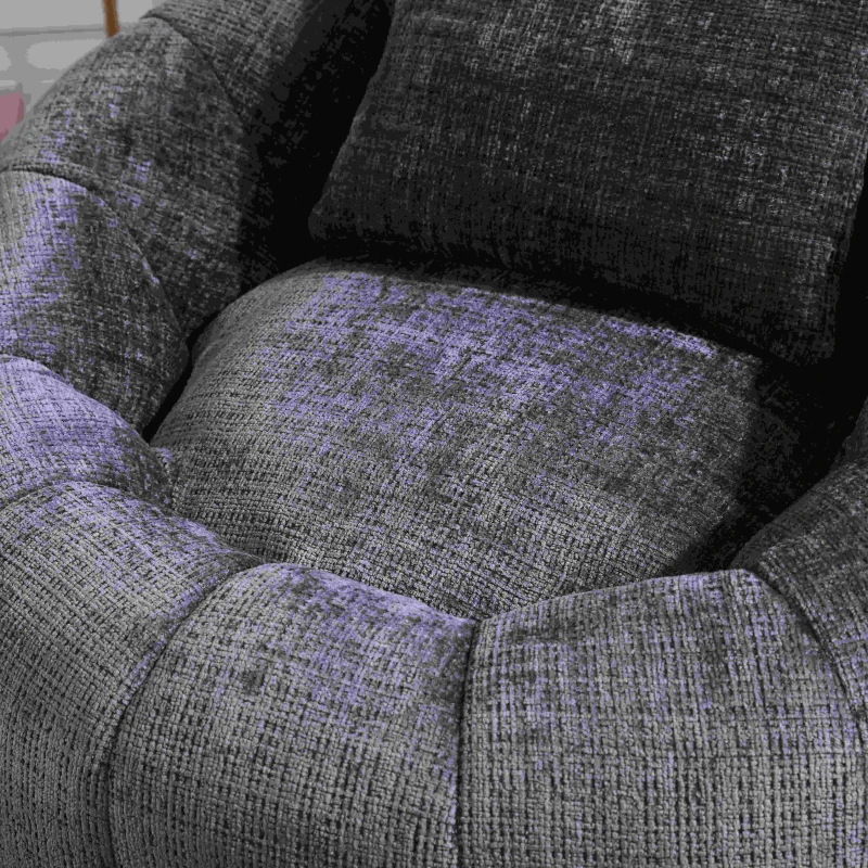 Poltrona Sacco Girevole Rotonda Confortevole, Divano Super Morbido con Rotazione a 360° e Schiuma Memory ad Alta Densità per Soggiorno e Camera da Letto, Grigio