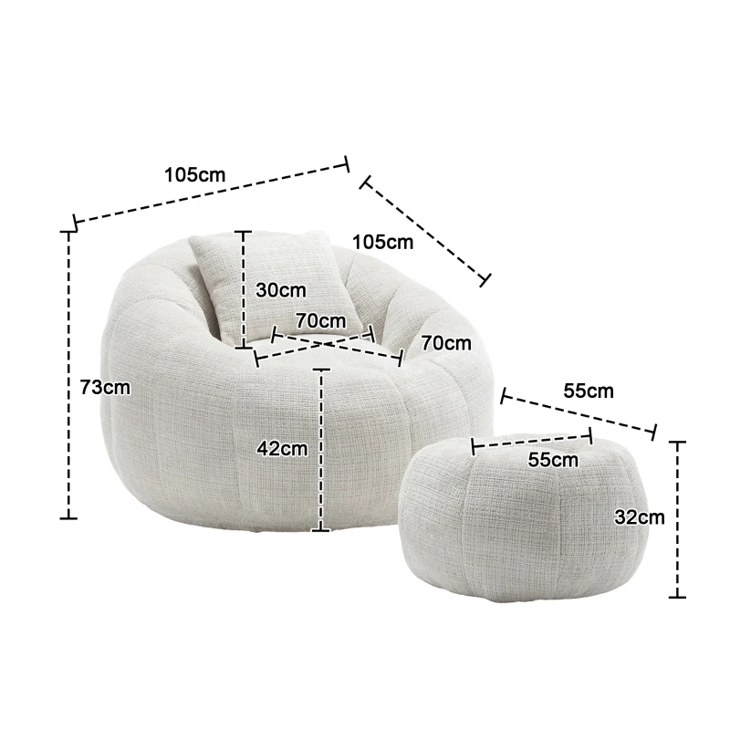 Poltrona Sacco Girevole Rotonda Confortevole, Divano Super Morbido con Rotazione a 360° e Schiuma Memory ad Alta Densità per Soggiorno e Camera da Letto, Beige