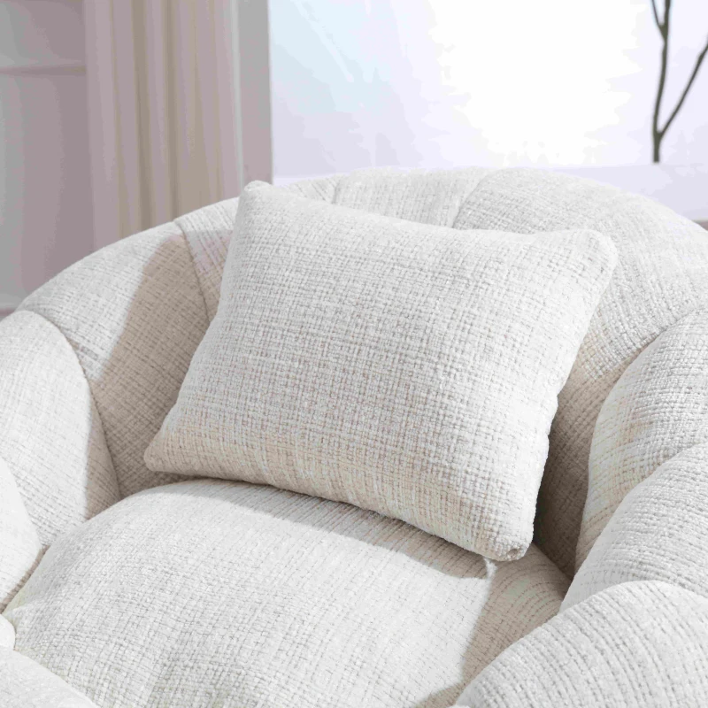 Poltrona Sacco Girevole Rotonda Confortevole, Divano Super Morbido con Rotazione a 360° e Schiuma Memory ad Alta Densità per Soggiorno e Camera da Letto, Beige