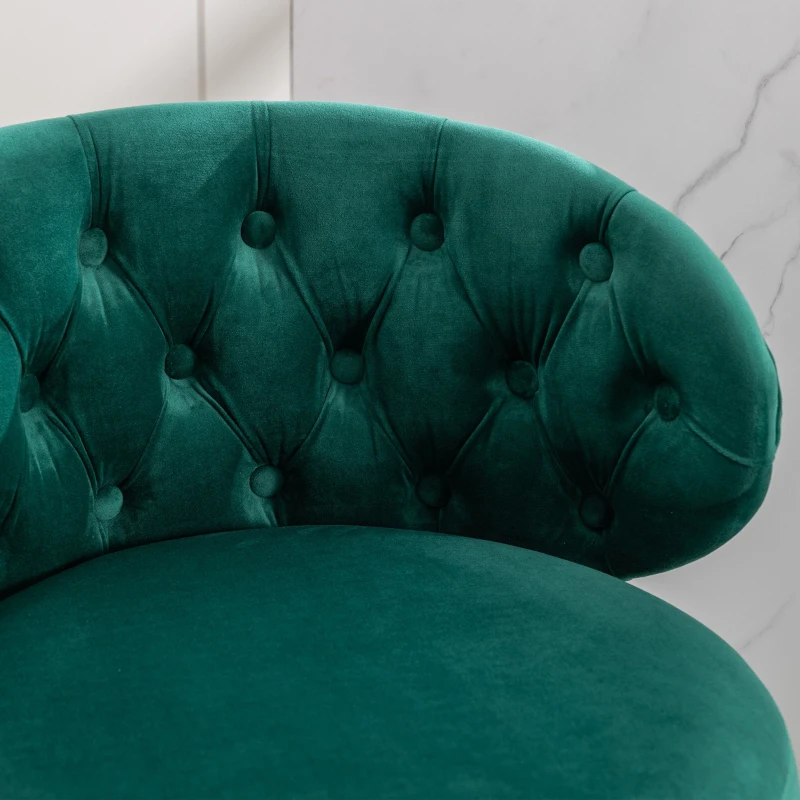 Set di 2 Sgabelli da Bar in Velluto con Schienale, Rotazione a 360° e Gambe in Legno per Casa, Cucina, e Ristoranti, Smeraldo